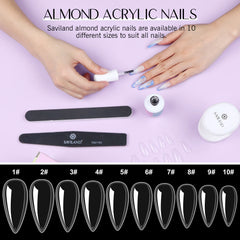 500pcs Gel X Nail Kit For Extension Nail Tips Full Cover Press On Nails Sculpted Almond Coffin with UV LED Nail Lamp