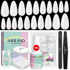 500pcs Gel X Nail Kit For Extension Nail Tips Full Cover Press On Nails Sculpted Almond Coffin with UV LED Nail Lamp