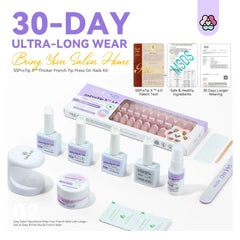 French Gel X Nail Kit 90pcs Extra Short Square Press On Nails with Nail Glue Gel UV LED Nail Lamp Nail Supplies