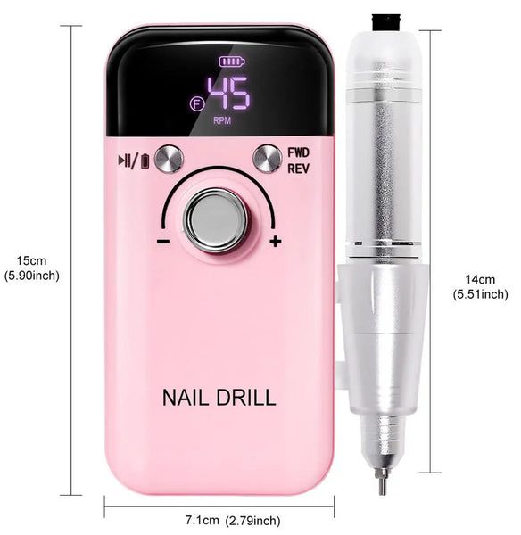 45000RPM Electric Nail Drill Machine Professional Nail Drills for Gel Nails Polish Rechargeable Portable Nail File Manicure Tool