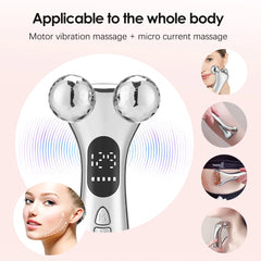 4D Roller Facial Massager EMS Face Lift Device V-Face Slimmer Skin Tightening Double Chin Remover Eye Care Vibration Massager