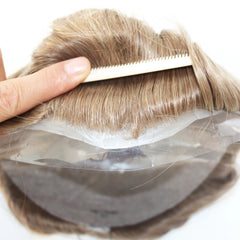 Super Thin Skin Toupee For Men Human Hair With 8X10 inch Skin Cap NG Base Single Knotted Natural Wave Men's Replacement