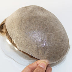 Super Thin Skin Toupee For Men Human Hair With 8X10 inch Skin Cap NG Base Single Knotted Natural Wave Men's Replacement