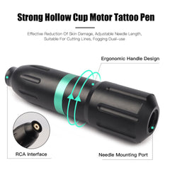 Wireless Tattoo Pen Kit With 15pcs Tattoo Needles 15ml Mixed Tattoo Ink Wireless Power  1500mAh Battery Working Time 4-8 Hours