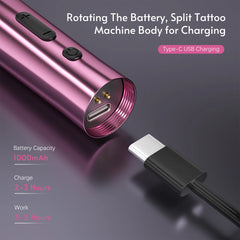 Wireless Tattoo Pen Machine  with 2 battery Rotary Tattoo Gun Pink Permanent Makeup Tattoo Machines Device Kit Eyebrow Pen