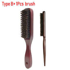 Wood Handle Boar Bristle Cleaning Brush Hairdressing Men Beard Brush Anti Static Barber Hair Styling Comb Shaving Tools