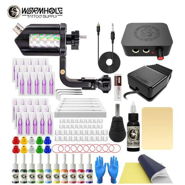 Wormhole New Tattoo Kit Rotary Tattoo Kit Rotary Tattoo Machine Rotary Tattoo Gun Complete Professional Tattoo Kit