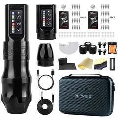 XNET EXO Wireless Tattoo Machine Kit with Extra 2100mAh Power Supply 40 Mixed Tattoo Cartridges for Tattoo Artists