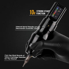 XNET EXO Wireless Tattoo Machine Kit with Extra 2100mAh Power Supply 40 Mixed Tattoo Cartridges for Tattoo Artists