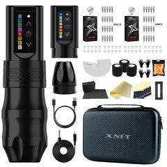 XNET EXO Wireless Tattoo Machine Kit with Extra 2100mAh Power Supply 40 Mixed Tattoo Cartridges for Tattoo Artists