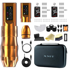 XNET EXO Wireless Tattoo Machine Kit with Extra 2100mAh Power Supply 40 Mixed Tattoo Cartridges for Tattoo Artists