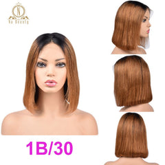 Ombre Wigs Honey Blonde Glueless Lace Front Short Bob Wigs - Bellelooks