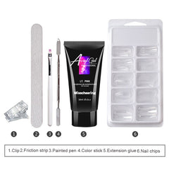 Acrylic Kit Nail Extension Gel Polish Set Pink White Crystal UV LED - Bellelooks