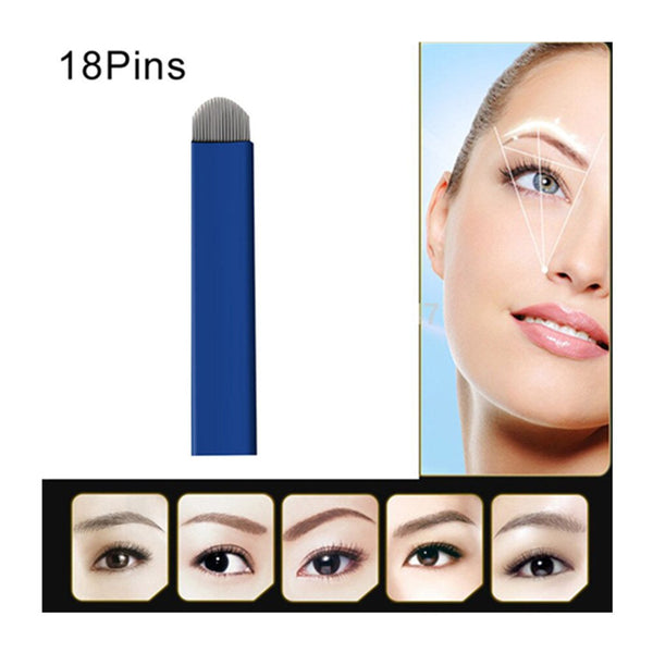 50Pcs 18Pin Microblading Permanent Makeup Eyebrow Tattoo Needles - Bellelooks