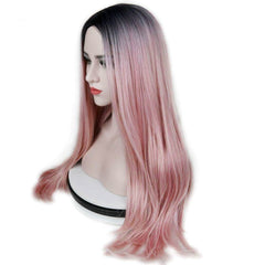 Heat Resistant Synthetic Fiber Straight Wigs For Women Ombre Pink/Grey/BUG Glueless Daily/Cosplay Natural Hair Wig - Bellelooks