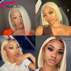 613 Bob Short Wig Blonde Straight 4X4 Lace Closure Wig - Bellelooks