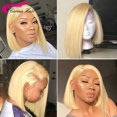 613 Bob Short Wig Blonde Straight 4X4 Lace Closure Wig - Bellelooks