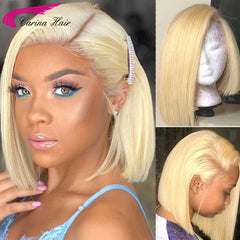 613 Bob Short Wig Blonde Straight 4X4 Lace Closure Wig - Bellelooks