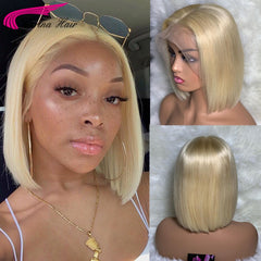 613 Bob Short Wig Blonde Straight 4X4 Lace Closure Wig - Bellelooks