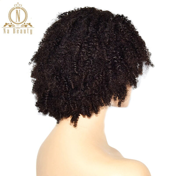 Afro Kinky Curly Wig Lace Human Hair Wigs With Bangs Pre Plucked - Bellelooks