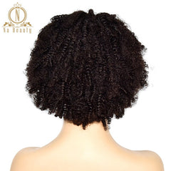 Afro Kinky Curly Wig Lace Human Hair Wigs With Bangs Pre Plucked - Bellelooks