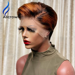 Alicrown Ombre Pixie Cut Short Lace Front Human Hair Wigs - Bellelooks