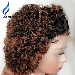 Alicrown Ombre Pixie Cut Wigs  Short Lace Front Human Hair Wigs - Bellelooks