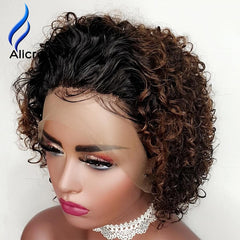 Alicrown Ombre Pixie Cut Wigs  Short Lace Front Human Hair Wigs - Bellelooks