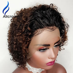 Alicrown Ombre Pixie Cut Wigs  Short Lace Front Human Hair Wigs - Bellelooks