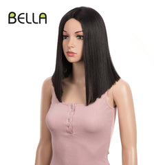 BELLA Short Bob Straight Pink 14 inch Synthetic Lace Wig - Bellelooks