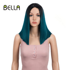 BELLA Short Bob Straight Pink 14 inch Synthetic Lace Wig - Bellelooks