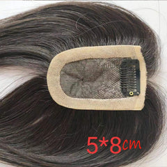 BYMC 5*8 Toupee Hair For Women Hair Topper Human Hair Clip With PU Silk base Ins Natural Color 130% Volume Extension - Bellelooks