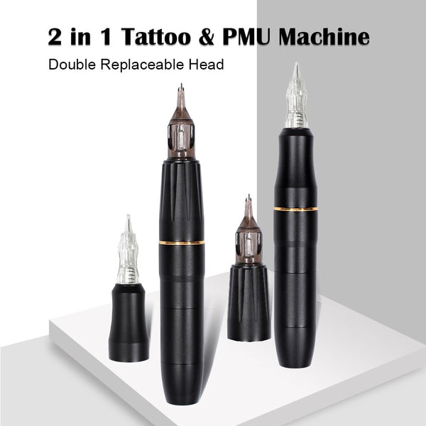 2 IN 1 Permanent Makeup Machine Tattoo Kit Rotary Pen Liner & Shader Microblading - Bellelooks