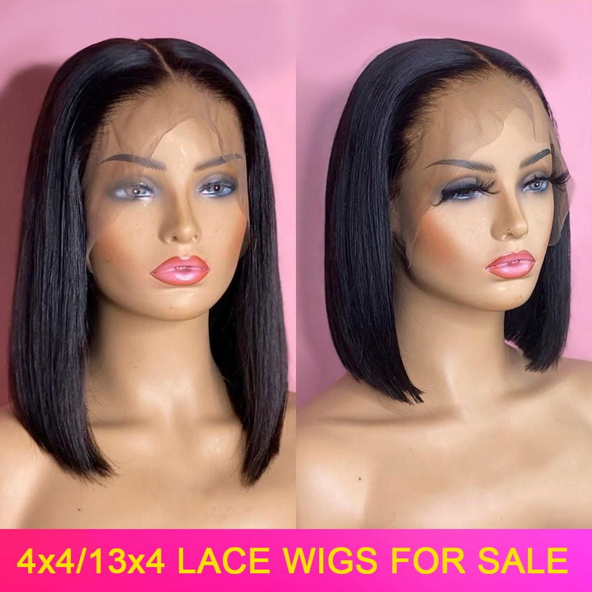 Bob Wig Human Hair 13x4 4x4 Lace Front Closure Human Hair Short Bob Wigs - Bellelooks