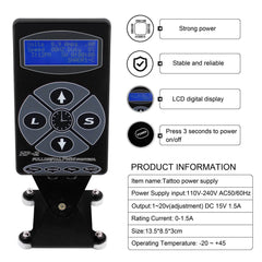 Classical Tattoo Power Supply HP-2 Professional Digital Dual LCD Display - Bellelooks