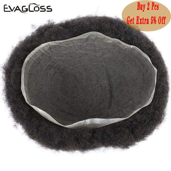 Afro Mens Toupee Wig Full Swiss Lace 6 in 120% Hair Density - Bellelooks