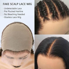 Fake Scalp Wig 13x6 Lace Front Invisible Knot Wig Bleached Knots Pre Plucked Straight Human Hair Lace Wig Remy Nabeauty 150% - Bellelooks