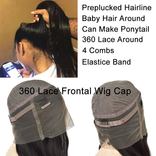 Fringe Bang Wig Human Hair Body Wave 360 Lace Frontal Wig Pre Plucked With Bangs 180 Density Preplucked 360 Lace Wigs Nabeauty - Bellelooks