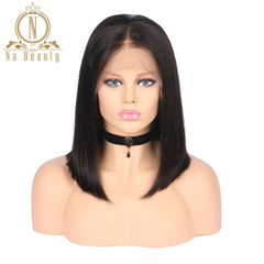 Glueless 13x6 Lace Front Human Hair Wigs Straight Brown Ombre Short Wig For Black Women Bob Wig Remy Malaysia Hair Na Beauty 130 - Bellelooks