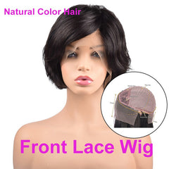 Glueless Full Lace Human Hair Short Wigs Natural Wave Bob Wigs Pixie Cut Brown Black Full Lace Wigs For Women Remy Nabeauty - Bellelooks