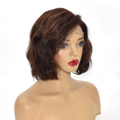 Glueless Full Lace Human Hair Short Wigs Natural Wave Bob Wigs Pixie Cut Brown Black Full Lace Wigs For Women Remy Nabeauty - Bellelooks