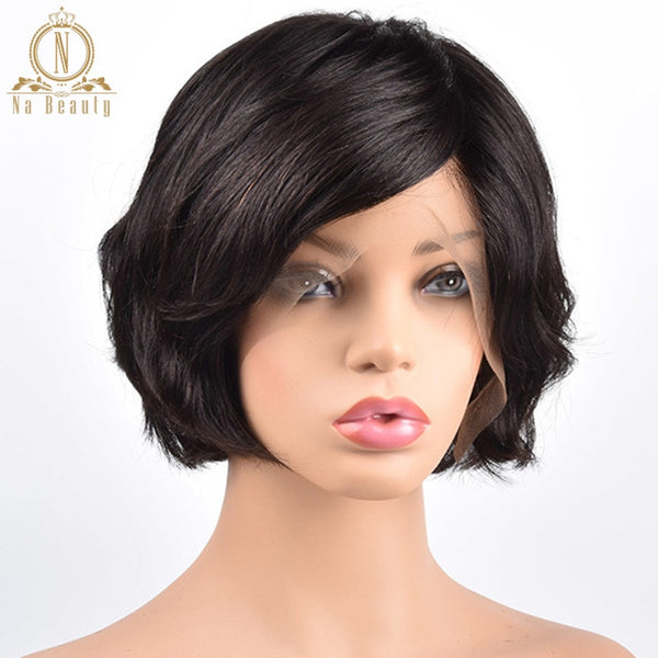 Glueless Full Lace Human Hair Short Wigs Natural Wave Bob Wigs Pixie Cut Brown Black Full Lace Wigs For Women Remy Nabeauty - Bellelooks