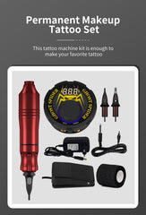 Rotary Pen Tattoo Kit LCD Power Supply Permanent Makeup Cartridge Tattoo Machine Set - Bellelooks