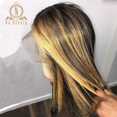 Honey Blonde Highlight Wig 360 Lace Frontal Wig 13x6 Lace Front Human Hair Wigs HD Transparent Lace Wig Pre plucked Nabeauty 180 - Bellelooks