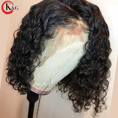 KUNGANG 13*6 Transparent Lace 250 Density Curly Lace Front Human Hair Wigs Middle Ratio lace wig Non-Remy Hair - Bellelooks