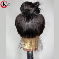 KUNGANG  360 Natural Straight Lace Front Human Hair Wigs With Baby Hair 250 Density  Medium Ratio Non-Remy Wig - Bellelooks