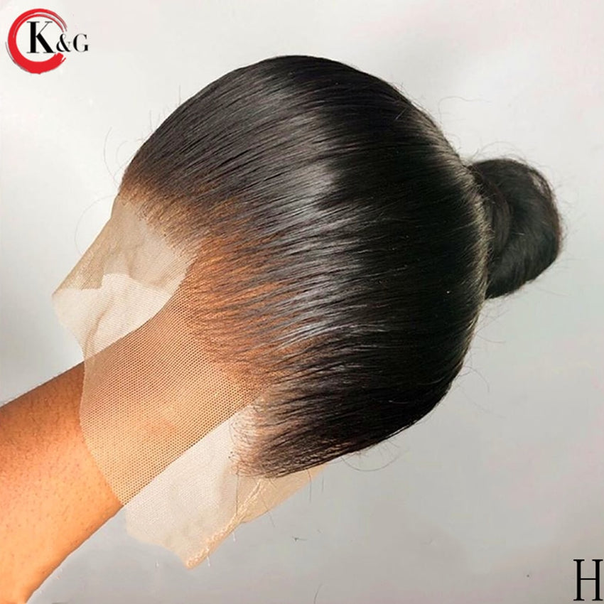 KUNGANG  360 Natural Straight Lace Front Human Hair Wigs With Baby Hair 250 Density  Medium Ratio Non-Remy Wig - Bellelooks