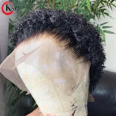 KUNGANG  Pixie Cut Wig 13*4 Curly Lace Front Human Hair Wigs Middle Ratio lace wig 150% 180% Density  Non-Remy Hair - Bellelooks