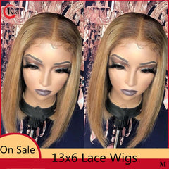 8”-14" bob Wigs Lace Front Human Hair Deep Part Lace Wigs - Bellelooks