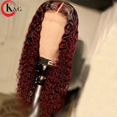 KungGang T1B-99j 13*4 Lace Front Human Hair 8”-22" Wigs With Baby Hair Brazilian Middle Ratio Non-Remy Lace Wigs 130 150density - Bellelooks